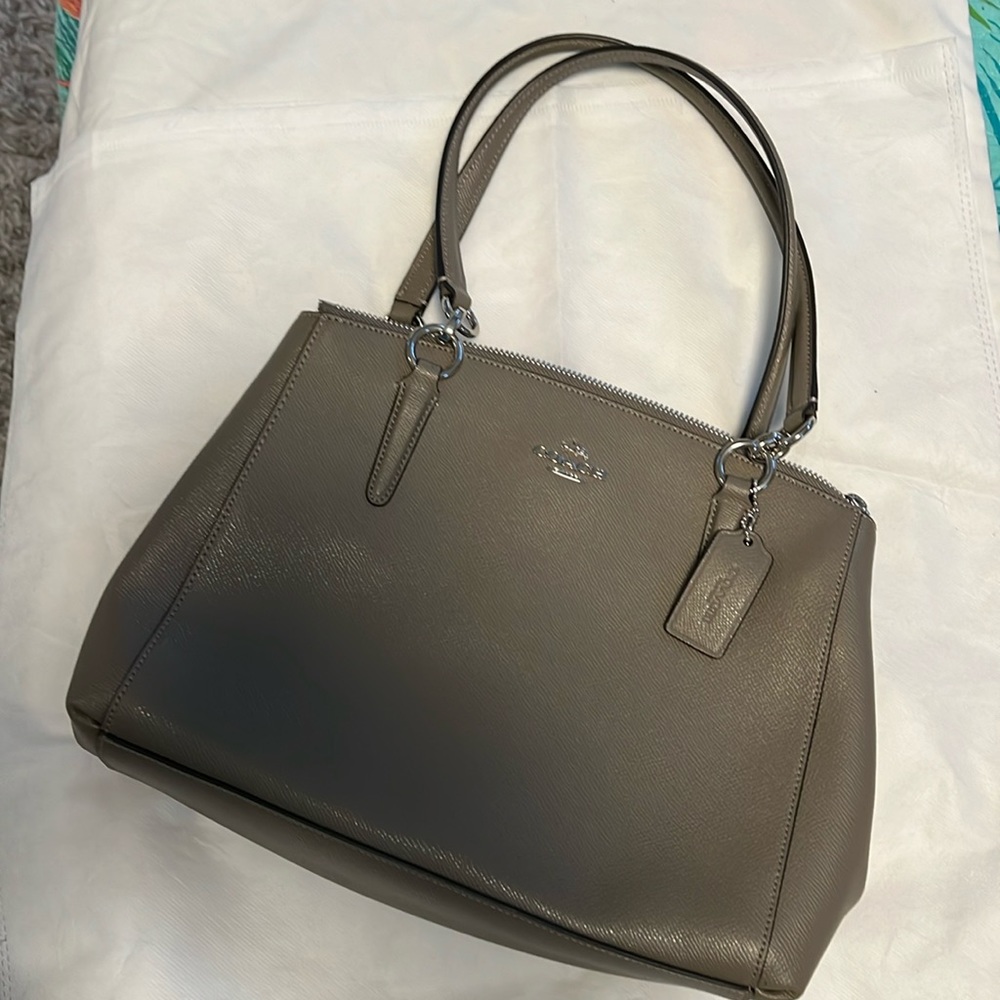 Coach medium gray leather purse.